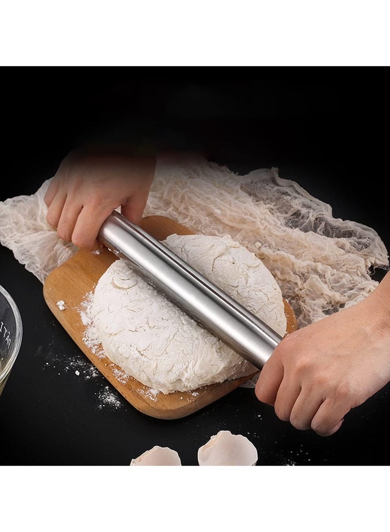 DubaiGallery 304 Stainless Steel Rolling Pin, Metal Rolling Pin, Anti-Rust Rolling Pin, Perfect Baking Accessories for Fondant, Pizza, Cakes, Pasta Dough and Short Dough  - Image 2