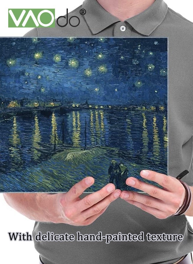 VAOdo Canvas Wall Art, Modern Decorative Painting, Starry Night Over The Rhone, Canvas Wall Art, Home Wall Decoration for Living Room Bedroom Office School 55*40CM - Image 3