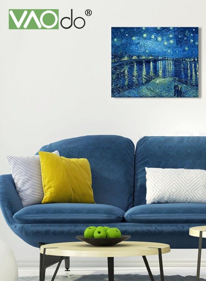 VAOdo Canvas Wall Art, Modern Decorative Painting, Starry Night Over The Rhone, Canvas Wall Art, Home Wall Decoration for Living Room Bedroom Office School 55*40CM - Image 5