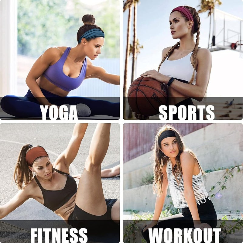 Khazna Headband 12 Pack Sweat Hair Bands for Women's Man's, Sport Workout Running Headwrap Non Slip Sweat Yoga Hair Wrap for Girls, Summer Moisture Wicking Hair Accessories - Image 3