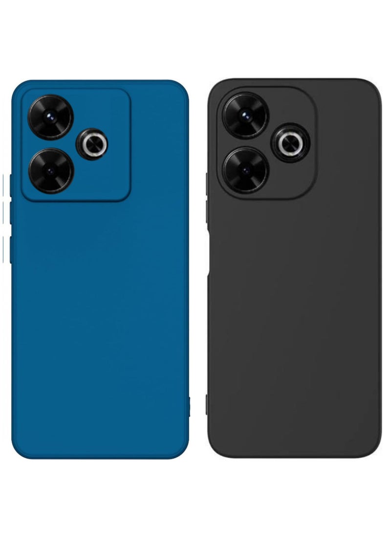SARAOONT Xiaomi Redmi 13 - 2-Pack Matte Silicone Case Cover - Slim, Colorful, Good Grip (Black, Blue) - Image 1