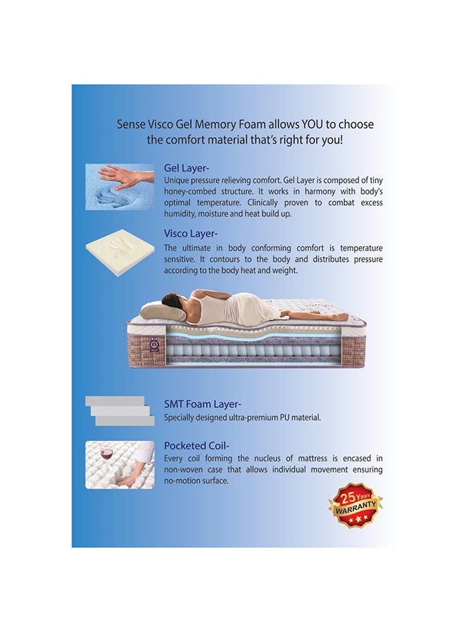 DANUBE HOME Sense Visco Gel Memory Foam Pocket Spring Mattress Plush Feel Queen Mattress Ortho Medical Spine Balance For Pressure Relief L 200 X W 160 32 cm Thickness Multi Color - Image 2