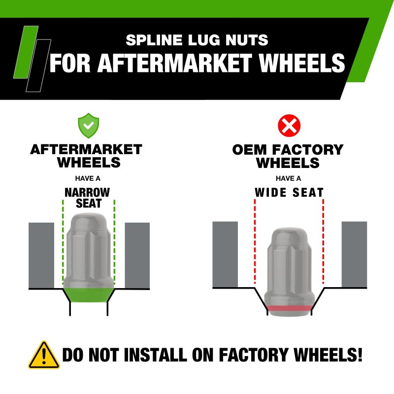 DPAccessories Black 1/2-20 Lug Nuts for Aftermarket Wheels - Closed End Spline Tuner - 34mm (1.35") Tall - Set of 23 - D5242P-2308/23 - Image 2
