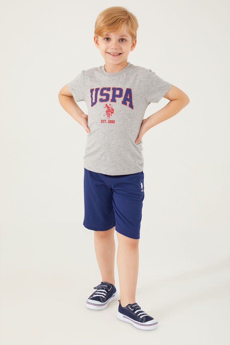 U.S. Polo Assn. Vivid Natural Silk Gray Melange Boy's Bermuda Set  - Image 2