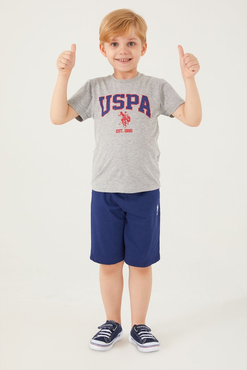 U.S. Polo Assn. Vivid Natural Silk Gray Melange Boy's Bermuda Set  - Image 3