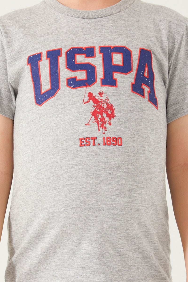 U.S. Polo Assn. Vivid Natural Silk Gray Melange Boy's Bermuda Set  - Image 4