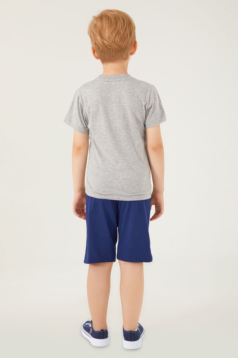 U.S. Polo Assn. Vivid Natural Silk Gray Melange Boy's Bermuda Set  - Image 5