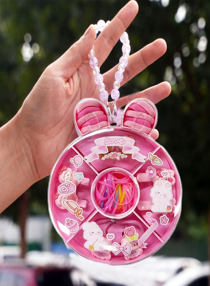 Bolivia's Hair Accessories Set for Girls, pink cartoon animal Set with hand-held rabbit shape gift box, includ  pink cartoon animal Hair Clips pink cartoon animal hairband hairband and Children's Ear Clips Exquisite Gift for Little Girl  - Image 3
