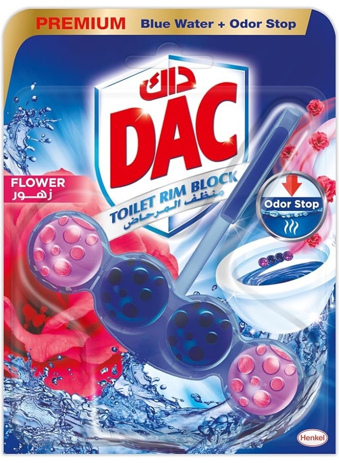 Dac Toilet Rim Block Blue Active Fresh Flowers 50g – 5 Pack  Long‑Lasting Toilet Cleaner & Freshener - Image 1