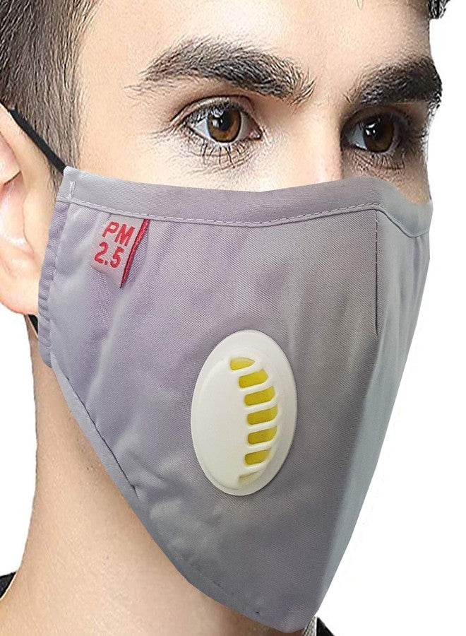 VRITRAZ Unisex Plain Black Print Pm 2.5 Anti Pollution Activated Carbon Dust Face Mask With Breathing Valve - Image 1