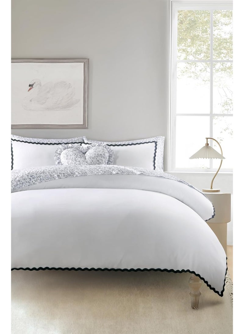 السرعوف الذهبية طقم سرير GOLD MANTIS Coastal Chic - لحاف ذو حافة صدفية، أغطية وسائد، ملاءة وملاءة - ألياف دقيقة ناعمة، راحة طوال المواسم، أبيض أنيق مع زخرفة متباينة - مقاس كوين - Image 2