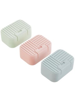 Oasisgalore 3 Pack Soap Holder, Travel Soap Case, Travel Soap Container with Lid, Soap Box Soap Bar Holder Travel Soap Dish for Traveling, Camping, Gym, Outdoor (Blue, Pink, Green)  - Image 1