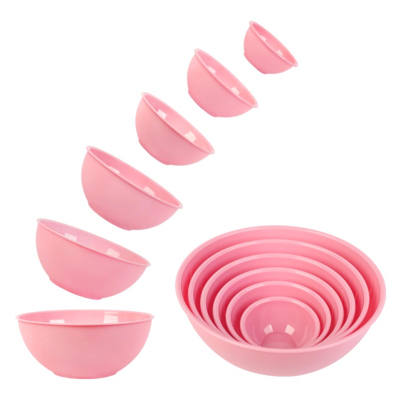 BoxedHome BPA Free Plastic Round Mixing Bowl with Lids, 12 Pack Nesting Bowls with Lids Set, Microwave and Dishwasher Safe Prep & Serving Bowls Great for Mixing, Baking, Serving (Pink, 12pcs) - Image 5