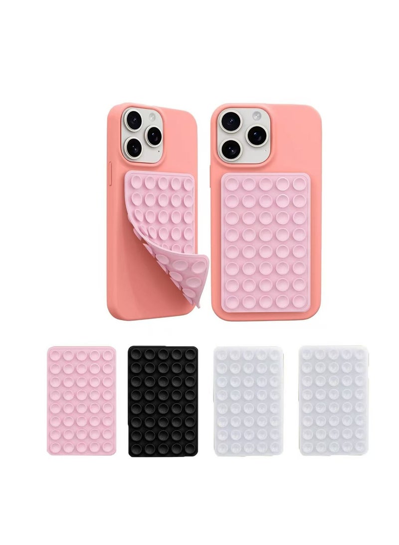 Double-sided suction power phone case stand, 4Pcs Silicone Phone Suction Grip Compatible with iPhone and Android Cases, Anti-Slip Hands-Free Mobile Accessory Holder, Sticky Phone Grip for Tiktok Videos and Selfies(white,black,pink,Transparent) - Image 1