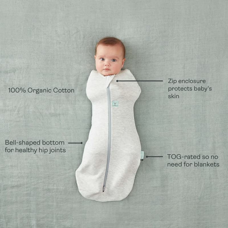 ergoPouch Cocoon Swaddle Sack 0.2 TOG - Baby Sleep Sack, Gentle Snug Fit Helps Calm Startle Reflex, Ideal for Arms In/Out Sleeping, Soft Breathable Fabric for Better Sleep (0-3 Months, Blush Leaf) - Image 4