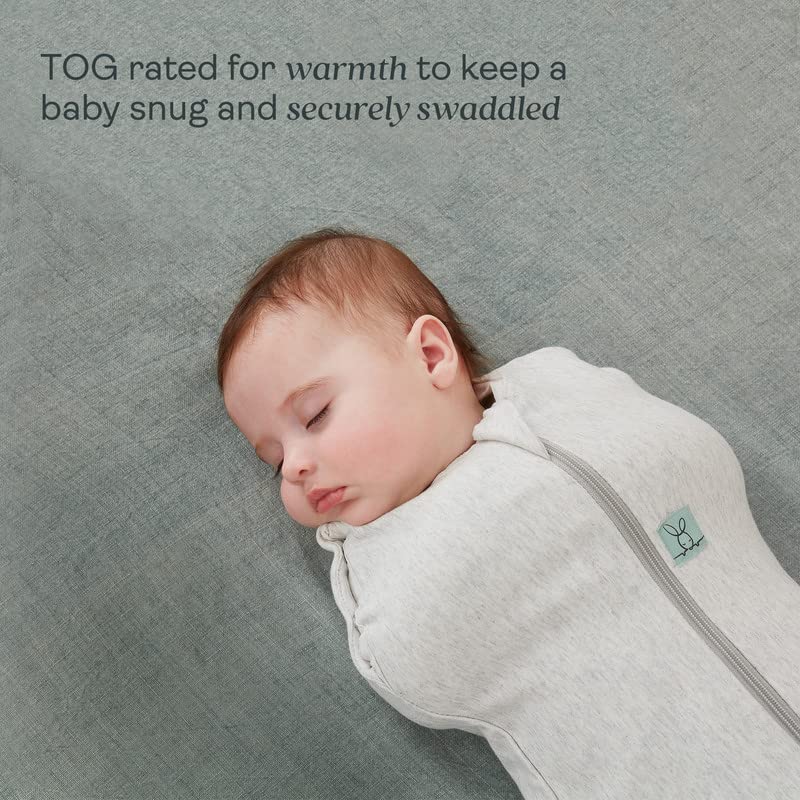 ergoPouch Cocoon Swaddle Sack 0.2 TOG - Baby Sleep Sack, Gentle Snug Fit Helps Calm Startle Reflex, Ideal for Arms In/Out Sleeping, Soft Breathable Fabric for Better Sleep (0-3 Months, Blush Leaf) - Image 2