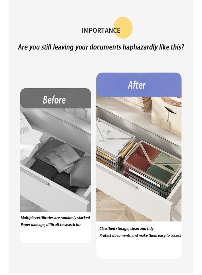 RHONZHAO 2 Pack Clear Plastic File Storage Boxes with Latching Lids, Transparent Certificate Organizer with Handle, Portable Project Case for Drawers, Clear Stackable File Box (White Latches, Small) - Image 4