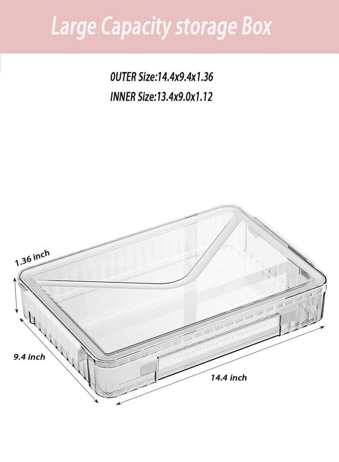 RHONZHAO 2 Pack Clear Plastic File Storage Boxes with Latching Lids, Transparent Certificate Organizer with Handle, Portable Project Case for Drawers, Clear Stackable File Box (White Latches, Small) - Image 2