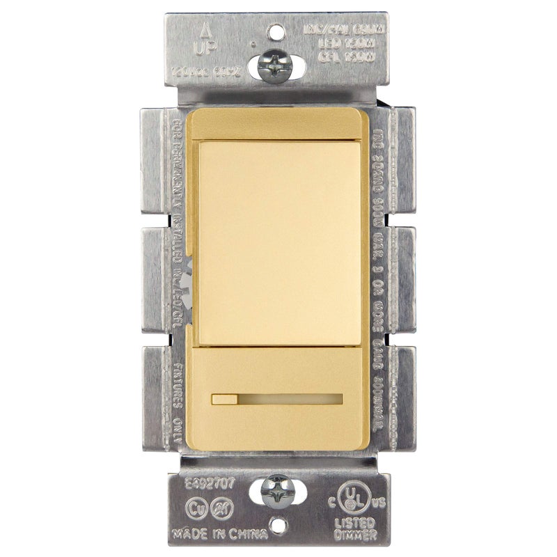TOPGREENER Dimmer Switch with Light Adjustment Slider, Single Pole or 3 Way, 150W LED, 600W Incandescent/Halogen, 120V 60Hz, UL Listed, TGDMDS-120-GD, Gold - Image 1