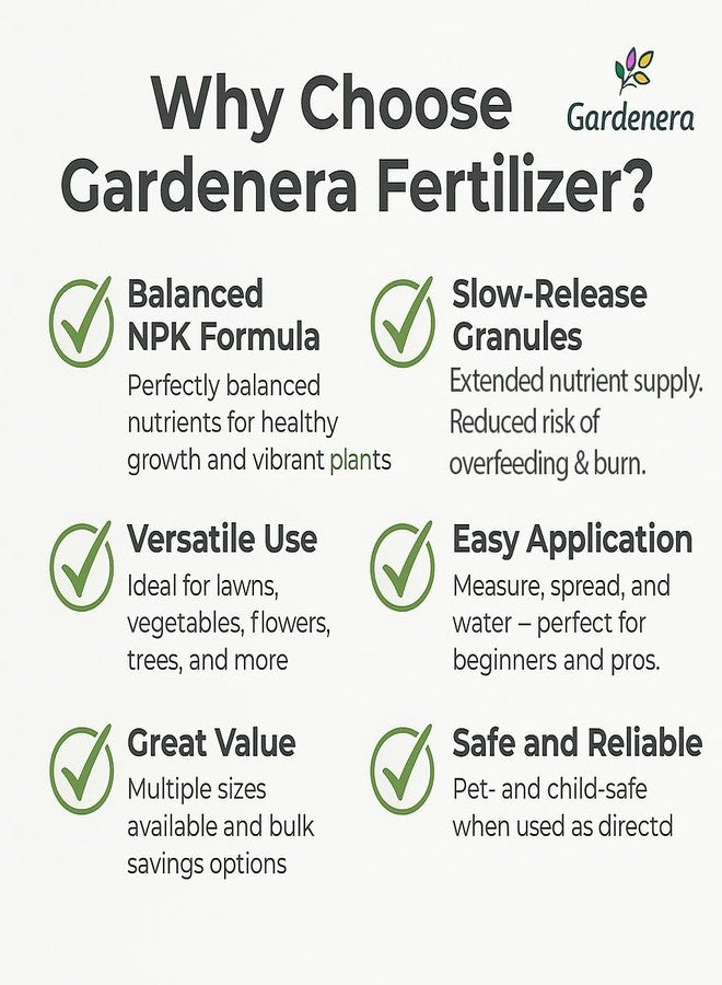 Gardenera 𝐁𝐄𝐒𝐓𝐒𝐄𝐋𝐋𝐄𝐑 10-10-10 Plant Fertilizer Slow Release | 10 10 10 All Purpose Fertilizer for Fruit Trees, Evergreens, Vegetables, Arborvitae, Fig Trees, Shrubs, Pines, Oaks, Flowers [1 Quart] - Image 3