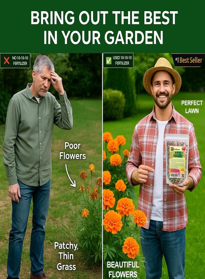 Gardenera 𝐁𝐄𝐒𝐓𝐒𝐄𝐋𝐋𝐄𝐑 10-10-10 Plant Fertilizer Slow Release | 10 10 10 All Purpose Fertilizer for Fruit Trees, Evergreens, Vegetables, Arborvitae, Fig Trees, Shrubs, Pines, Oaks, Flowers [1 Quart] - Image 4