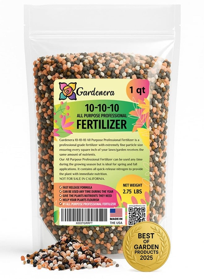 Gardenera 𝐁𝐄𝐒𝐓𝐒𝐄𝐋𝐋𝐄𝐑 10-10-10 Plant Fertilizer Slow Release | 10 10 10 All Purpose Fertilizer for Fruit Trees, Evergreens, Vegetables, Arborvitae, Fig Trees, Shrubs, Pines, Oaks, Flowers [1 Quart] - Image 1