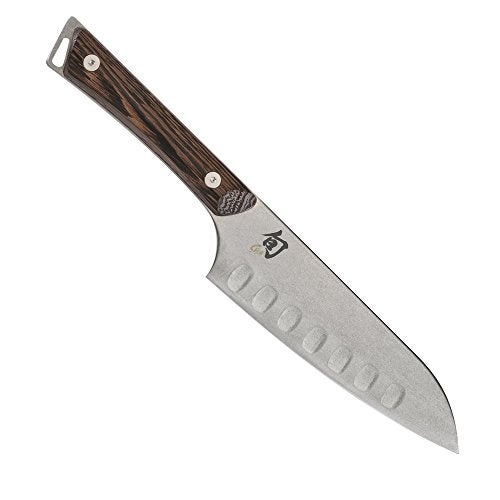 Shun Kanso 55 Hollow Ground Santoku Knife Handcrafted Japanese All Purpose Knife AUS10A Stainless Steel Blade Tagayasan Handle Versatile Japanese Cutting Tool for Professional and Home Chefs