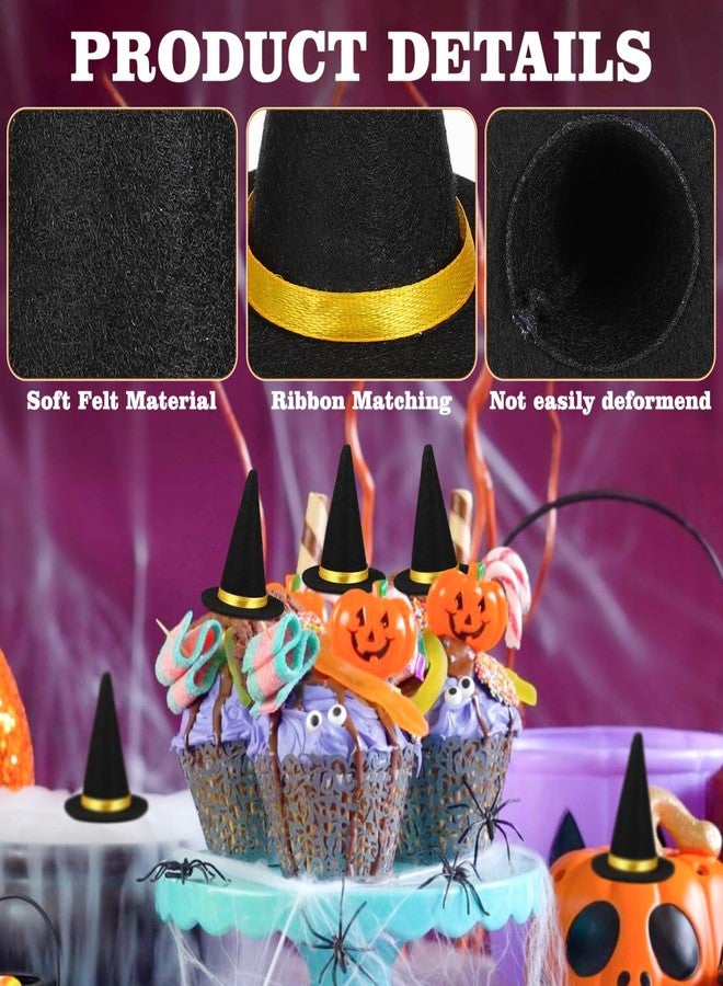 BESTOYARD 48 Pcs Halloween Mini Witch Hats, Black Party Favors Witch Hat Decor & Craft Supplies Felt Cloth for Adults & Kids - Image 5