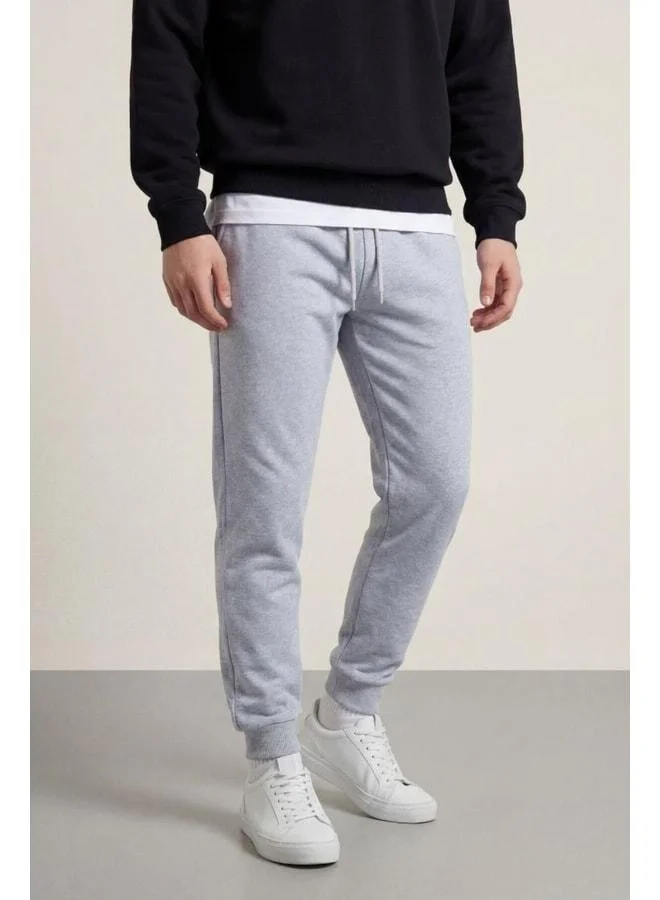Mmetalic  Men's Black-Grey Back Pocket Label Detail Elastic Hem Regular Fit 2-Pack Sweatpants for Men | Best Price UAE