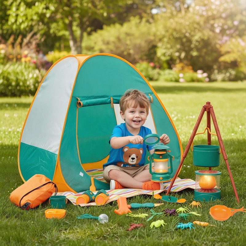 Meland Kids Camping Set with Tent  Toddler Toys for Boys with Campfire Camping Toys for Kids Indoor Outdoor Pretend Play Gift Idea for Boys Age 3456 Year Old Birthday Christmas Green - Image 3