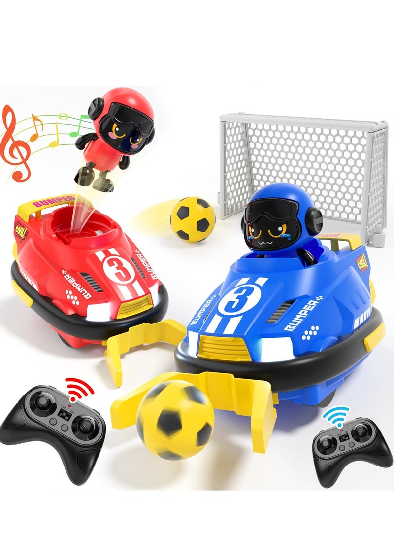 XiuWoo 2 Pack RC Cars Toys, Remote Control Bumper Cars Toys, RC Battle Race Vehicles Toddlers Toys, Gift for 3-8 Year Old Boys with goalmouth  - Image 1
