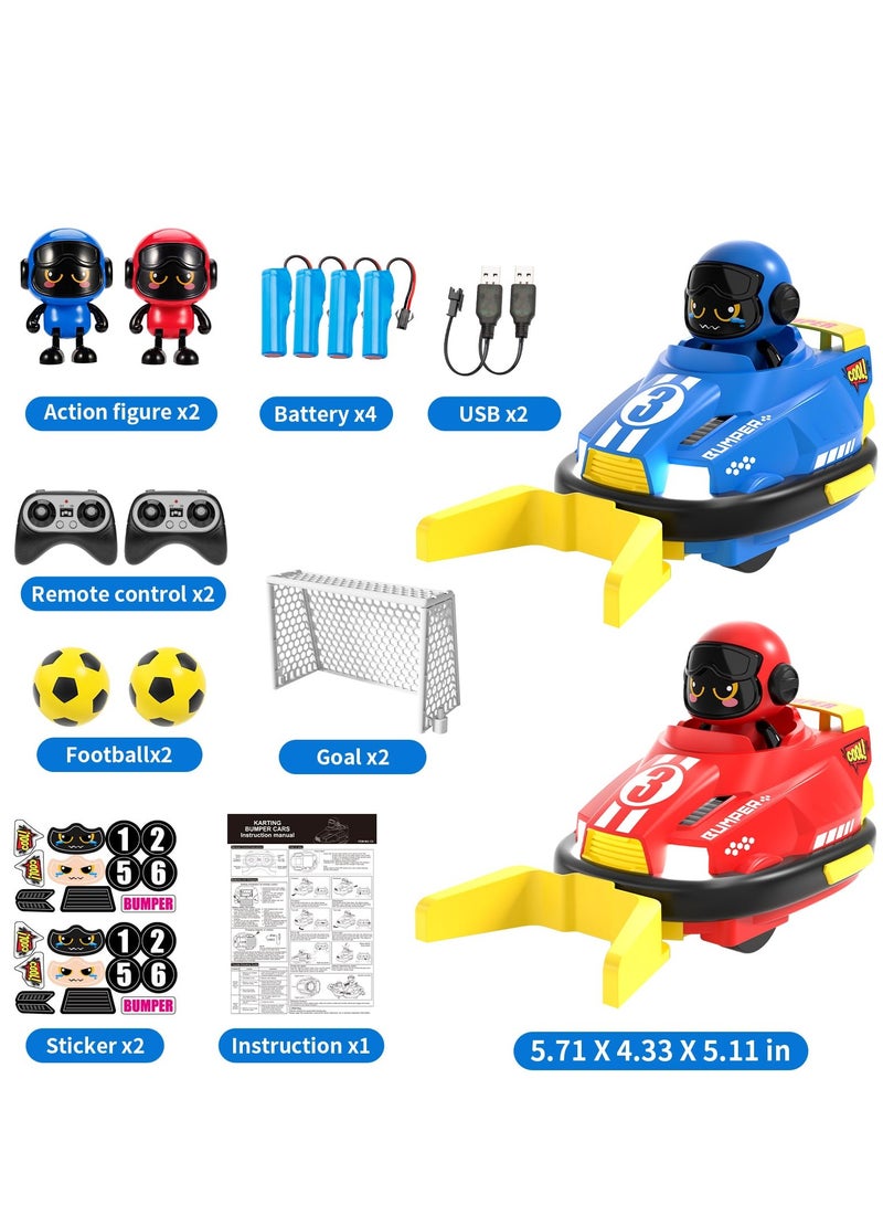 XiuWoo 2 Pack RC Cars Toys, Remote Control Bumper Cars Toys, RC Battle Race Vehicles Toddlers Toys, Gift for 3-8 Year Old Boys with goalmouth  - Image 2