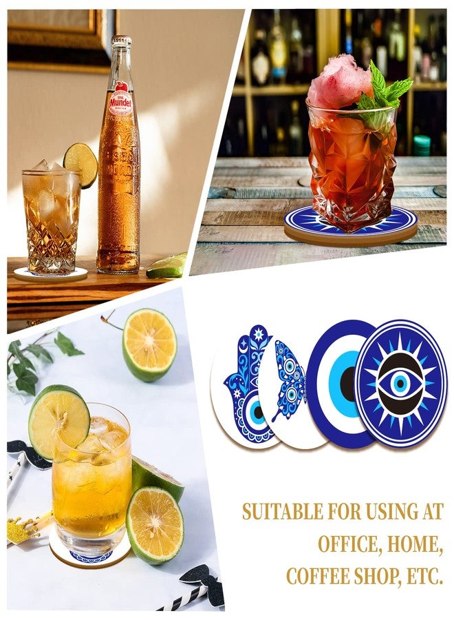 بينيكريت مجموعة بينيكريت من 9 قطع من قواعد الأكواب الخشبية بتصميم عين الحسد، وقاعدة أكواب خشبية مزينة بزهرة ماندالا على شكل فراشة، مناسبة لأكواب القهوة والمطبخ والبار والديكور المنزلي، قطر 4 بوصات، سمك 5 مم - Image 5