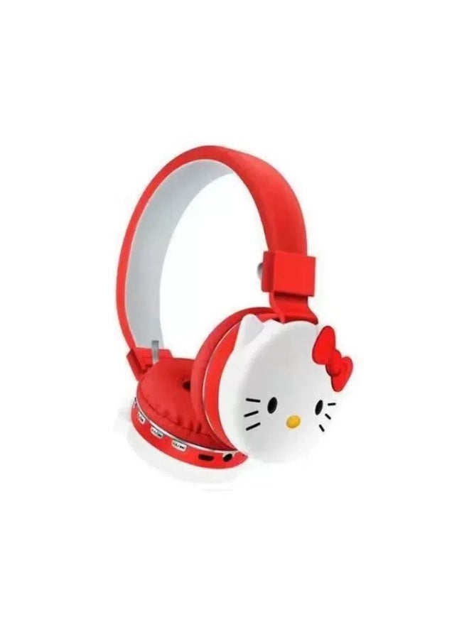 هالو كيتي سماعة بلوتوث لاسلكية فوق الأذن سماعة ألعاب قابلة للطي تدعم FM كمبيوتر الهاتف المحمول موسيقى سماعة ستيريو - Image 5