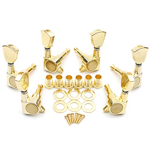Swhmc 6Pcs Gold 3L3R Chrome Tuning Key Peg, Guitar Parts 3 Left 3 Right Tuners, String Tuning Pegs Machine Head Tuners for Acoustic or Electric Guitar - Image 1