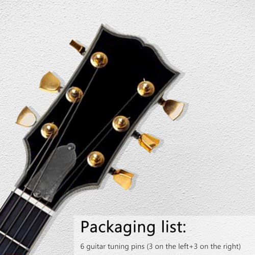 Swhmc 6Pcs Gold 3L3R Chrome Tuning Key Peg, Guitar Parts 3 Left 3 Right Tuners, String Tuning Pegs Machine Head Tuners for Acoustic or Electric Guitar - Image 4
