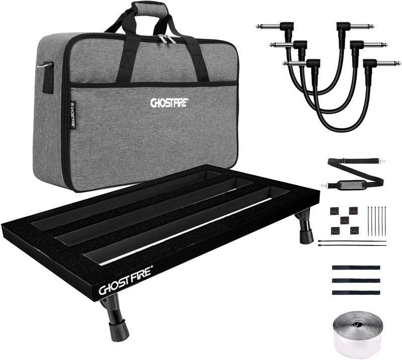GHOSTFIRE Ghost Fire Guitar Pedal Board Aluminum Alloy 1.76lb Super light Effect Pedalboard 19.8''x11.5'' with Carry Bag and Effects Pedal Patch Cables(3 Pack) - Image 1