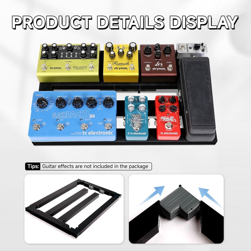 GHOSTFIRE Ghost Fire Guitar Pedal Board Aluminum Alloy 1.76lb Super light Effect Pedalboard 19.8''x11.5'' with Carry Bag and Effects Pedal Patch Cables(3 Pack) - Image 3