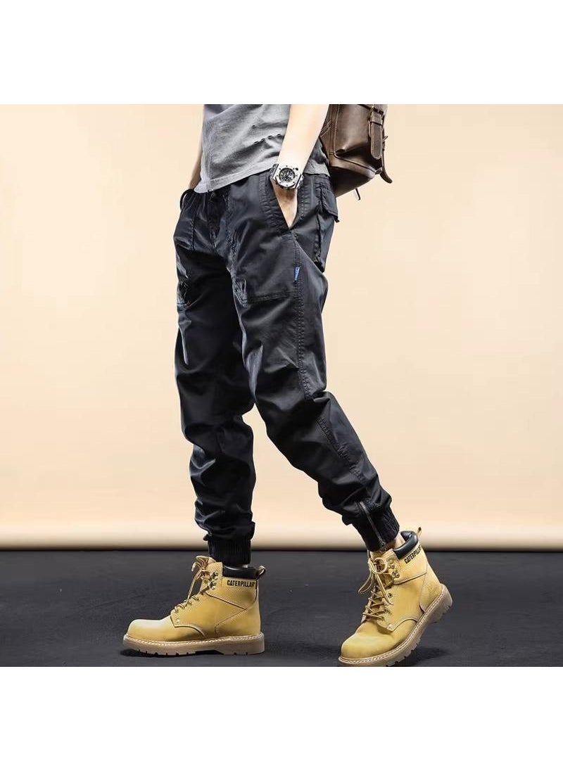 Generic Spring Summer Mens Slim Work Pants Casual Tapered Black 
