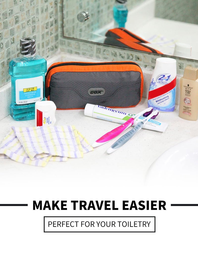 GOX Travel Toiletry Bag Dopp Kit Case for Men Multifunction Packing Organizer Pouch(Orange/Grey) - Image 2