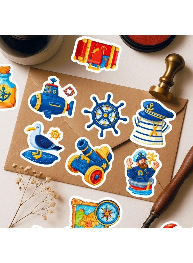 56PCS Nautical Stickers for Cruise Party Scrapbook DIY Crafts Palm Tree Whale Designs for Journal Diary Photo Album DIY Crafts and Birthday Decoration - Image 5