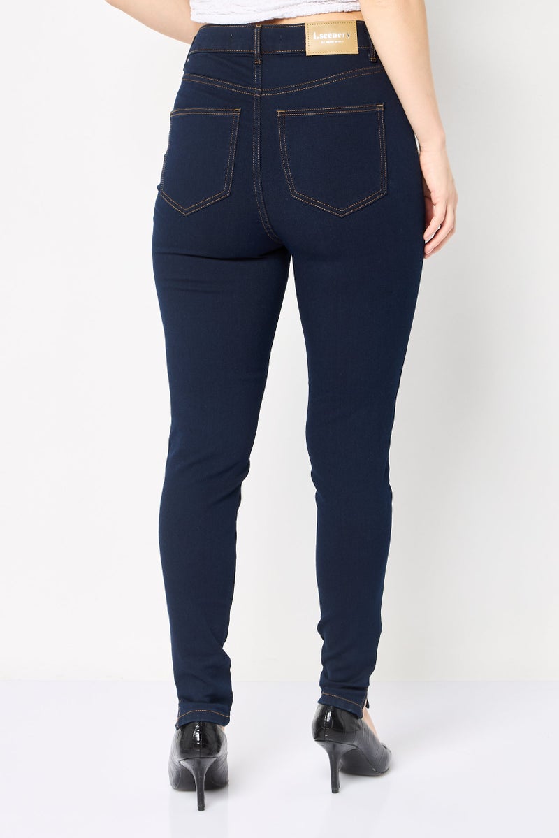 VERO MODA جينز ضيق قابل للتمدد من فيرو مودا للنساء، لون كحلي - Image 4