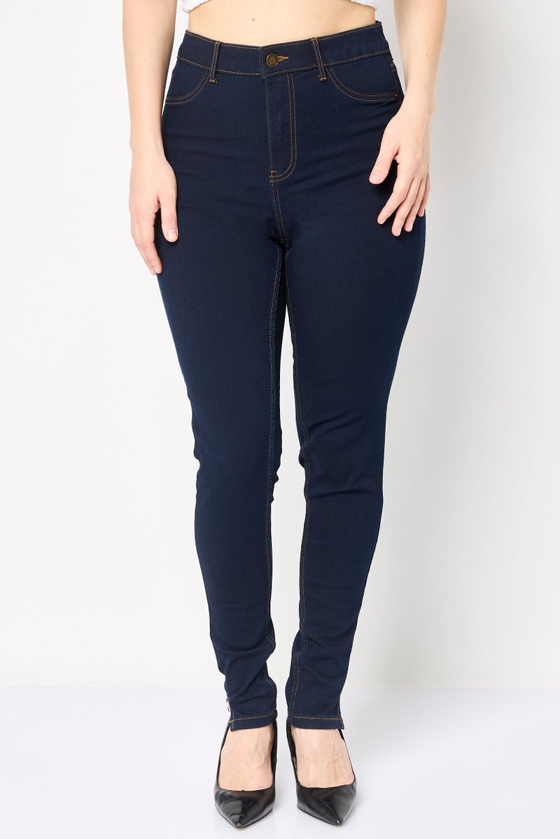 VERO MODA جينز ضيق قابل للتمدد من فيرو مودا للنساء، لون كحلي - Image 1