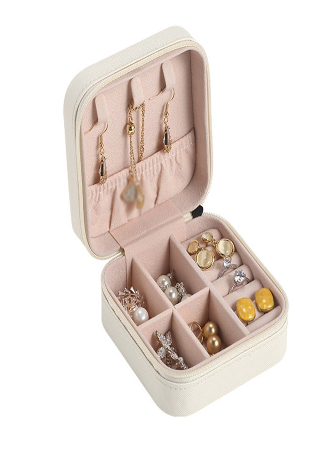 Jewelry Box Storage Organizer Small Portable Leather Single Layer Storage Case for Rings Earrings Necklaces Girls Women  - Image 1