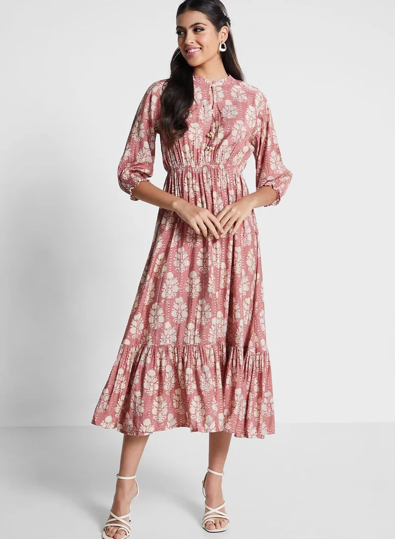 kolaba Tiered Floral Printed Dress