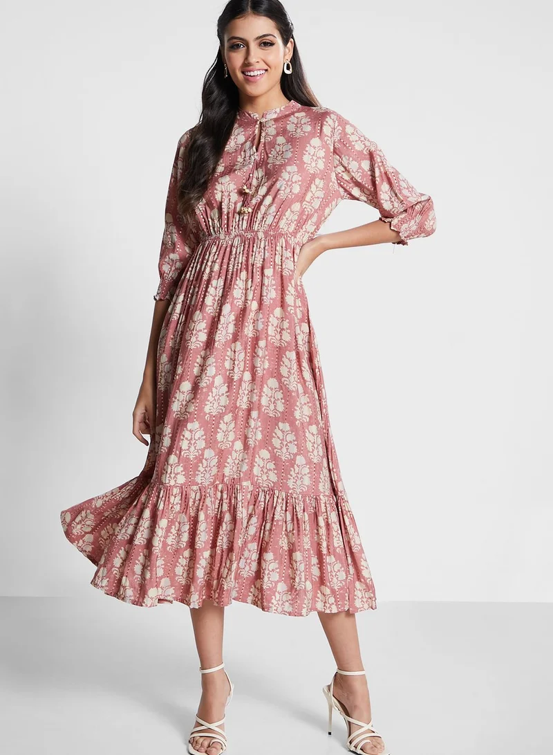 kolaba Tiered Floral Printed Dress