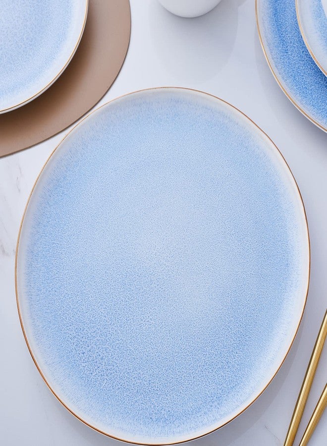 Stone lain Porcelain Dish Set, 4 Dinner Plates, Josephine - Blue - Image 1