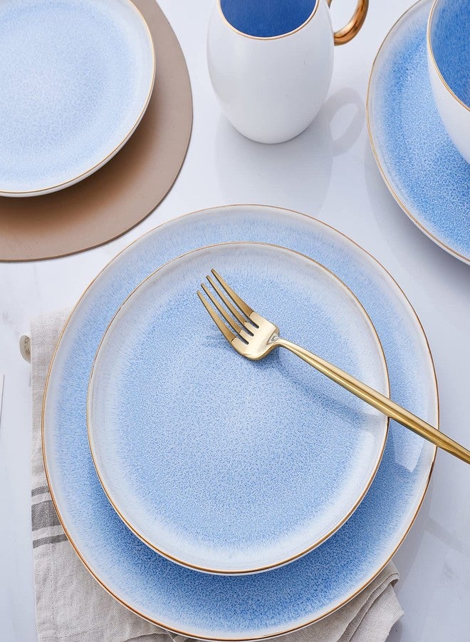 Stone lain Porcelain Dish Set, 4 Dinner Plates, Josephine - Blue - Image 3