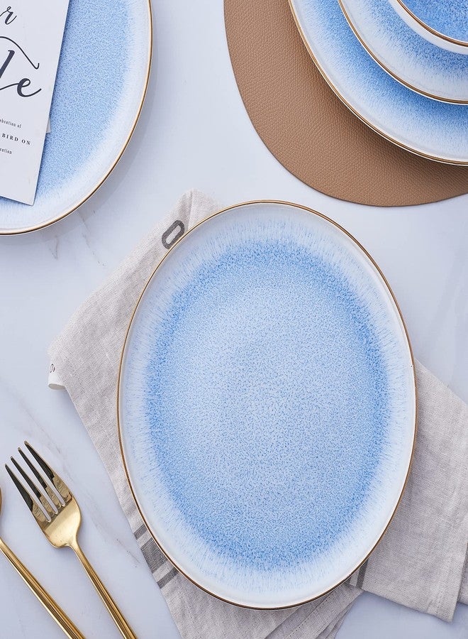 Stone lain Porcelain Dish Set, 4 Dinner Plates, Josephine - Blue - Image 2