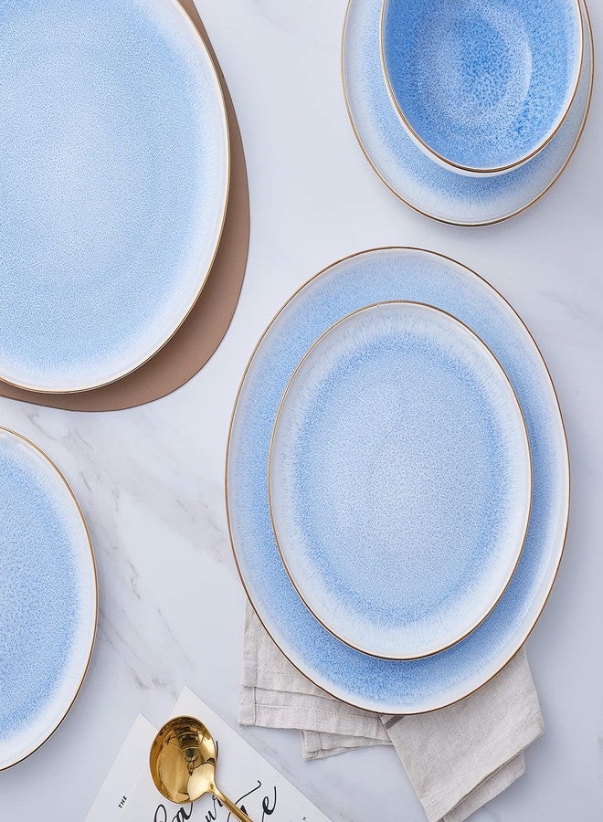 Stone lain Porcelain Dish Set, 4 Dinner Plates, Josephine - Blue - Image 4